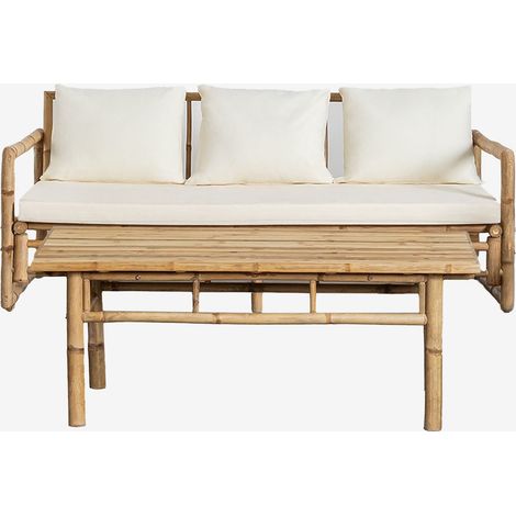 SKLUM Gartenset mit 3-Sitzer-Sofa und 120 x 60 cm groem Couchtisch aus  Livayna-Bambus Bambus