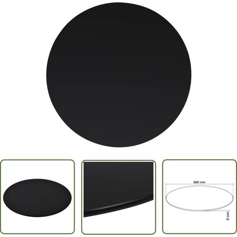 The Living Store Dessus de table rond Verre trempé 600 mm - Dessus De Table - Verre Trempé - Plateau De Table - Décoration Intérieure - Meuble De Salle À Manger (1/4)