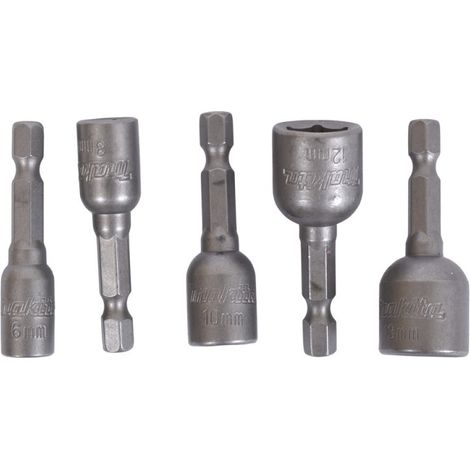 Makita® Zubehör Steckschlüssel magnetisch SW6/8/10/12/13 - 1/4" 50 mm B-39154 - 5er Set
