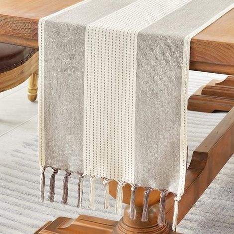 Camino de mesa, Mantel, Camino de mesa, Manteles, Camino de mesa de lino y algodón, Mantel para fiestas, Decoración de mesa, Blanco, 33120cm (1/5)