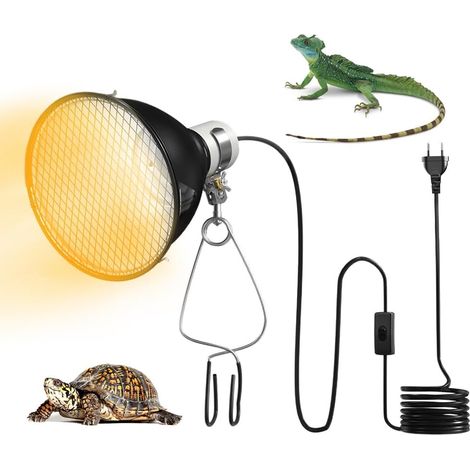 Lampe Chauffante Dôme Réflecteur, E27 200W Lampe Chauffante Tortue, Lampe UV Tortue pour Reptiles, 5.5 Pouces LampeCauffante Dôme Réflecteur pour Ampoule UVA UVB(Ampoule non incluse) (1/5)