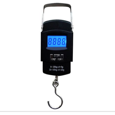110 lb/50 kg LCD-Digitalwaage für Gepäck, Koffer, elektronische Waage, digitale Waage, Reisewaage, Angelhaken, mit hintergrundbeleuchtetem LCD-Temperaturdisplay