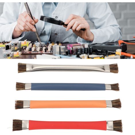 Erhältlich im 4er-Pack: Doppelköpfige Bürsten mit steifen Borsten zur Reinigung von Lötpads, antistatischen Schaltungen, Motherboard-Schaltungen und integrierten Schaltungen.