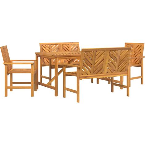 Maison Exclusive - Set da Pranzo per Giardino 5 pcs Marrone