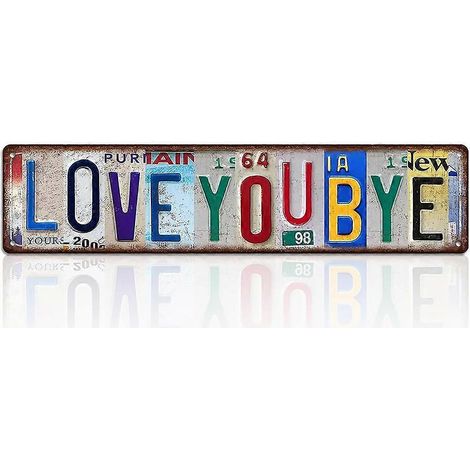 Plaque en métal « Je t’aime, au revoir » à poser au-dessus d’une porte, décoration murale romantique pour chambre, couloir ou entrée, 40 x 10 cm (1/5)