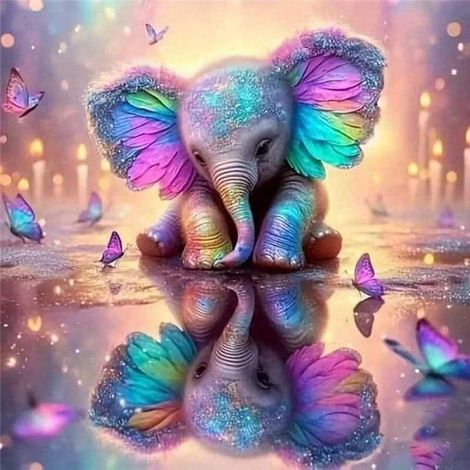 5D Diamond Painting Set Kleiner Elefant 30x40cm Wanddeko DIY für Erwachsene