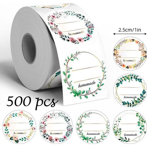 Etiquettes Autocollantes, 500Pièces Étiquettes à Confiture Stickers, Etiquettes Autocollantes Bocaux Confiture Adhésives Rond Adhésif Etiquettes pour Pots De Confiture Pots à éPices Bouteilles (1/5)