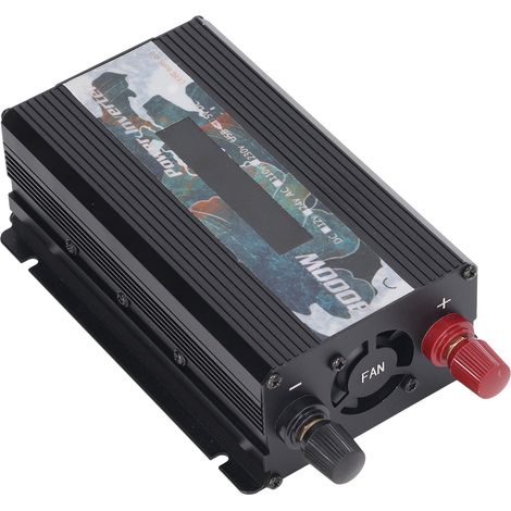 Onduleur solaire extérieur pour voiture National Trend, motif pivoine, 3000 W, onde sinusoïdale corrigée, convertisseur CC 12 V/24 V vers CA 220 V, avec port USB 2 A, ventilateur et écran LCD, noir, C (1/5)