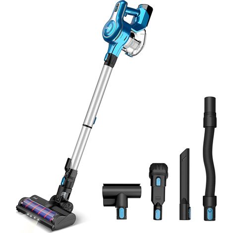 Aspirateur Balai sans Fil 10 en 1, 25Kpa jusqu'à 45 Minutes, 250W Batterie Amovible, Grande Boîte à Poussière de 1,2 L pour Poils d'animaux Tapis Classe énergétique A+++ Bleu S6 (1/5)