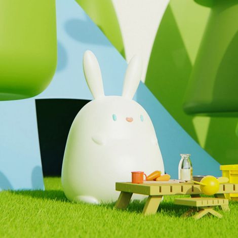 Veilleuse en silicone en forme de lapin mignon, lampe à caresser en forme de lapin, rechargeable par USB et à commande tactile, lampe de chevet pour nourrir bébé. (1/5)