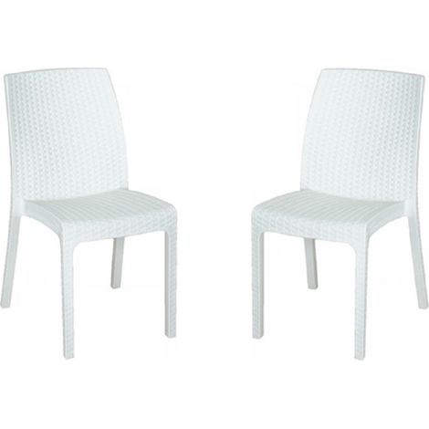 Sedia impilabile in polipropilene effetto rattan VIRGINIA Bianco set 2 pezzi (1/2)