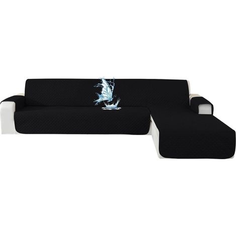Ecksofa Überwurf L-Form wasserdicht, rutschfest, für Hunde & Katzen, Schwarz (1/5)