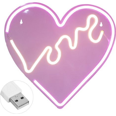 LED néon USB 3D en forme de cœur décoration pour chambre (1/5)