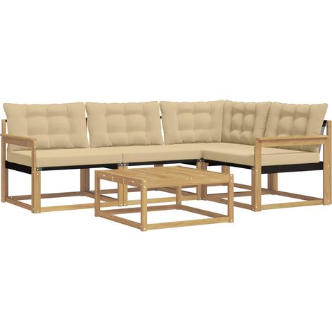 Ensemble de canapés d'extérieur 5 pcs Blanc et Beige vidaXL