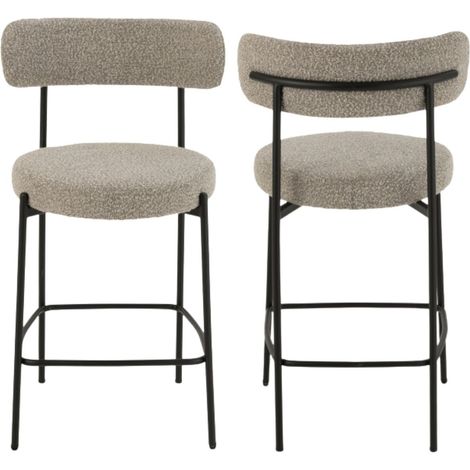 Chaises de bar en métal noir et bouclette (lot de 2) - GERDA (1/5)