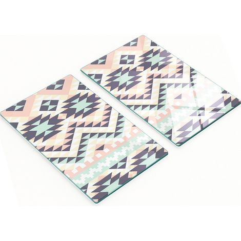 Dekorative Schneide- und Servierbretter aus Glas, ethnisches Muster, 2 x 30 x 52 cm (1/5)