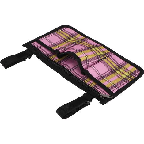 Sac Organisateur Polyvalent pour Fauteuil Roulant, Poches Multiples pour Accessoires, Collations et Effets Personnels, Modèle Tissu Rouge à Carreaux