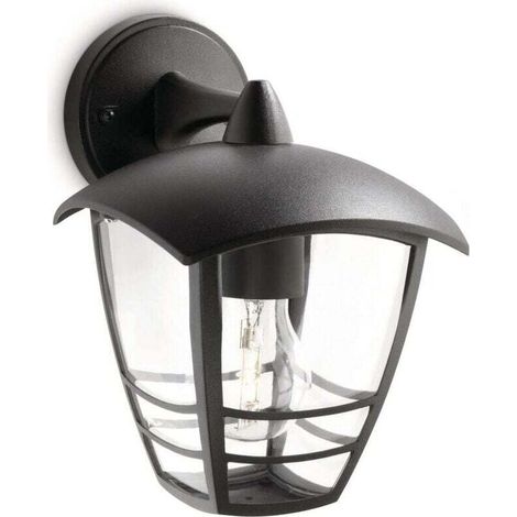 Philips CREEK Outdoor downward wall light max.1x60W E27 - 26x18x21 cm - IP44 - Black (1/2)