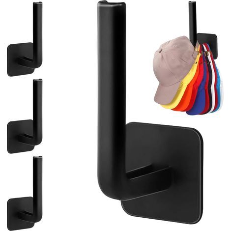 Lot de 4 Supports de Casquette de Baseball Range Casquette Pas besoin d'être perforés Support Casquette (Noir) Convient Pour Les Casquettes de Baseball écharpes et Sacs (1/5)