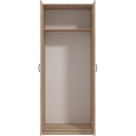 Guardaroba 2 Ante Roncaro, Armadio Camera da Letto Appendiabiti, un Ripiano, 2 Ante, 80x205h cm Marrone Rovere