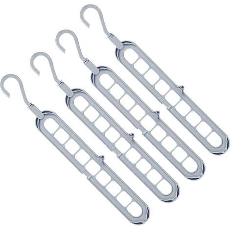 Magic Hanger Organizer 4 Pack Rotating Antidérapant Gain de place 9 trous Cintres robustes Cintres pour le séchage et le stockage- (1/5)
