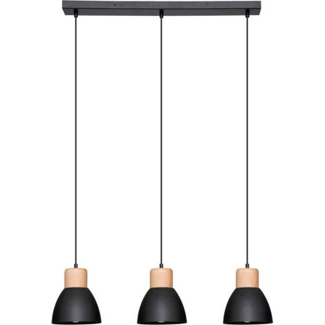 Lampe Suspension 3 Têtes "Desy" 100cm Noir (1/4)