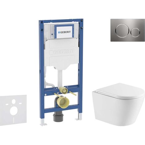 Geberit Duofix - Set de bâti-support, cuvette Nefia et abattant softclose, plaque de déclenchement Sigma20, inox SANI11CA6171