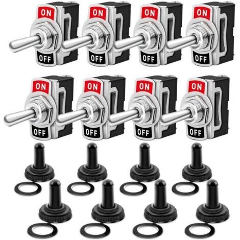 Gebildet 8 Pièces Interrupteur à Bascule avec Casquette Etanche, 10A/12VDC, 6A/24VDC, SPST ON/OFF 2 Positions 2 Broches, pour Voiture Tableau de Bord Lumière (Noir) (1/5)