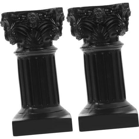 2 Pièces Décoration De Colonne Romaine Statue De Pilier Romain Bougeoirs pour La Maison Décor Grec Statue Romaine Bougeoir Colonnes Grecques Ornements De Buste Grec Black Résine (1/5)