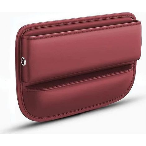 (Rouge A) Sac de rangement multifonction en cuir PU pour l'espace entre les sièges, avec porte-gobelet et porte-téléphone intégré. Boîte de rangement pour l'intérieur de la voiture, idéale pour comble (1/5)