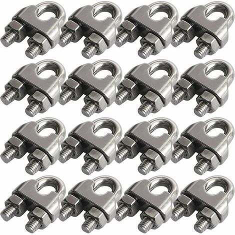 royaluxe -Lot de 16 serre-câbles M6 en acier inoxydable 304 (1/5)