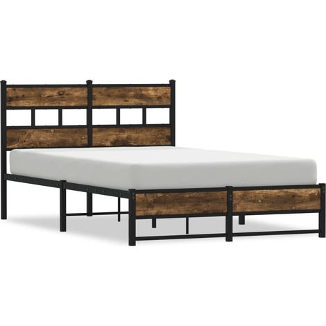 Lit double，Lit adulte，Cadre de lit en métal sans matelas chêne fumé 120x190 cm CFW1217595 (1/5)