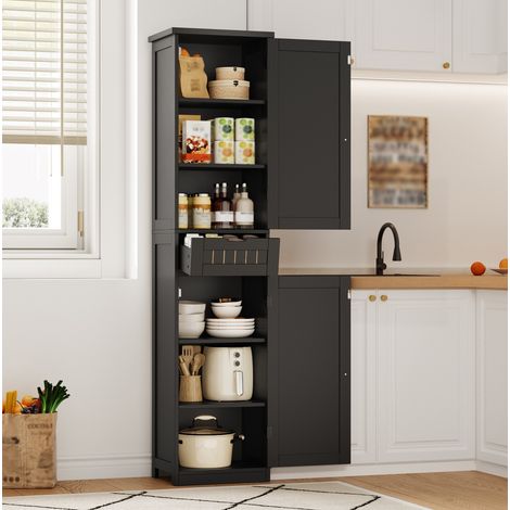 MEUBLIV meuble de rangement 170x40x30 cm noir – 2 portes, 1 tiroir, modulable (1/5)