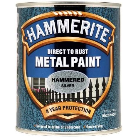 Hammerite Silver Hammered Finish Direct-to-Rust Metal Paint - 750ml