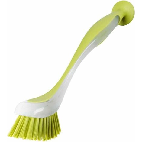 1pc Long Handled Brosse À Vaisselle Pan Évier De Cuisine Brosse De Nettoyage avec Ventouse Base (Couleur Aléatoire) (1/5)