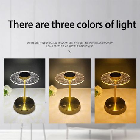 lampe de bureau Lampe de Table LED en métal, 3 couleurs, variateur, Rechargeable, commande tactile, pour chambre deco linge (1/5)