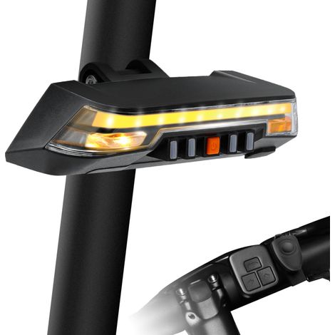 Intelligentes Fahrradrücklicht mit Blinkern, Bremslicht, drahtloser Fernbedienung, USB-Aufladung, Sicherheits- und Warnlicht.