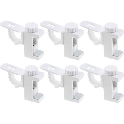 Lot de 6 support de tringle, fixation par pince, réglable, sans perçage, pour fenêtre et porte (1/5)