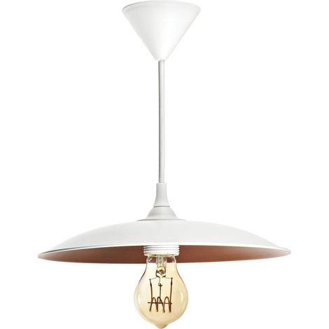 ROMA Suspension E27 60W max Ø280mm acier blanc/int.cuivré Lpe non incl. ARIC 4204 (1/3)
