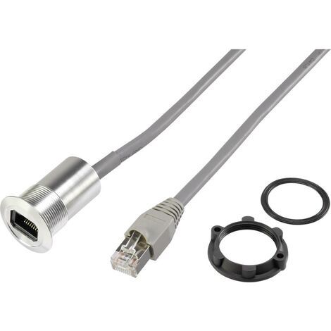 Embase RJ45 femelle, Longueur de câble 1.50 m TRU COMPONENTS RJ45-03-BK embase femelle, mâle, droit noir 1 pc(s) (1/2)