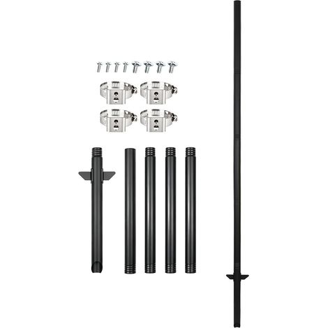 Lot de 2 Supports de Panneau en Bois Poteau de Panneau de Jardin pour Panneau de sécurité Panneau d'avertissement avec Pince à Pointe et Accessoires (2, Noir, 200 cm) (1/5)