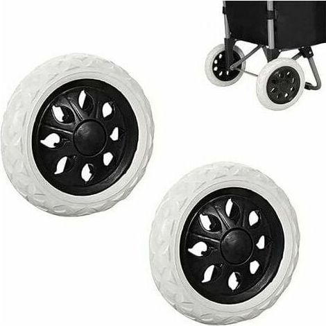 Roues de caddie 2 pièces – Caoutchouc et EVA – Pour chariots de provisions et bagages – Installation facile – 3.5D x 16W x 16H cm (1/5)