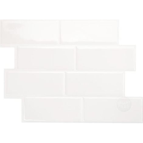 Lot de 2 crédences adhésives blanc, 29.36X21.9 cm Rénovation de papier peint imitation carrelage marbre (1/4)