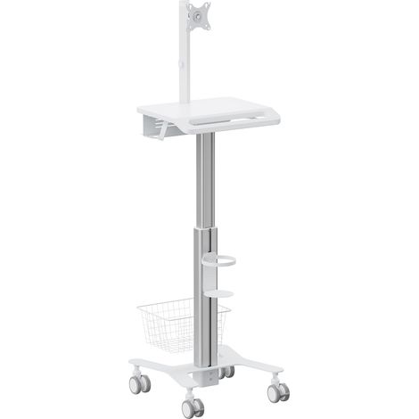 Chariot pour appareils médicaux avec support moniteur 17"-27", hauteur réglable 80-120 cm (1/5)