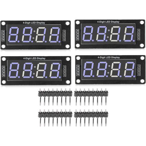 4 Modules d'affichage LED TM1637 7 segments avec tubes numériques 4 chiffres 0.56 pouces bleus pour horloge (1/5)