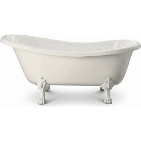Freistehende Gusseisen Badewanne LIVINGSTON weiß Füße WEISS 170