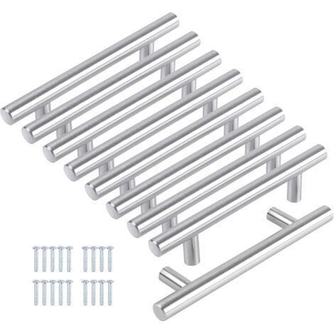 Houhence – Lot de 8 poignées de meuble cuisine 128mm – Acier inoxydable nickel brossé – Entraxe 128mm – Longueur 200mm – Largeur 32mm (1/5)