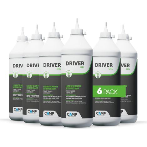 CAMP Driver Gel - Lubrificante Scorricavo Biodegradabile in Gel per Sonda Passacavi e Cavi Elettrici, Riduce i Tempi di Installazione - Ideale per Impianti Civili e Industriali, Made in Italy, 6 x 1kg