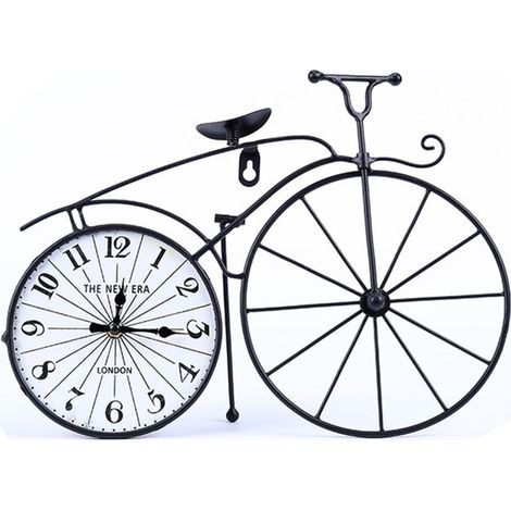 royaluxe - Horloge murale en fer maison chambre horloge silencieuse horloge de personnalité , vélo noir , 37,5 5 27cm, (1/4)