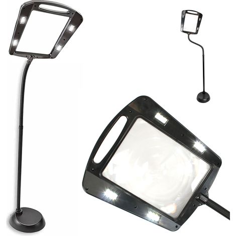 Fishtec – Loupe éclairante sur pied flexible 160 cm – Grossissement x5 – 12 LEDs 50 Lumens – Alimentation secteur 100-240V